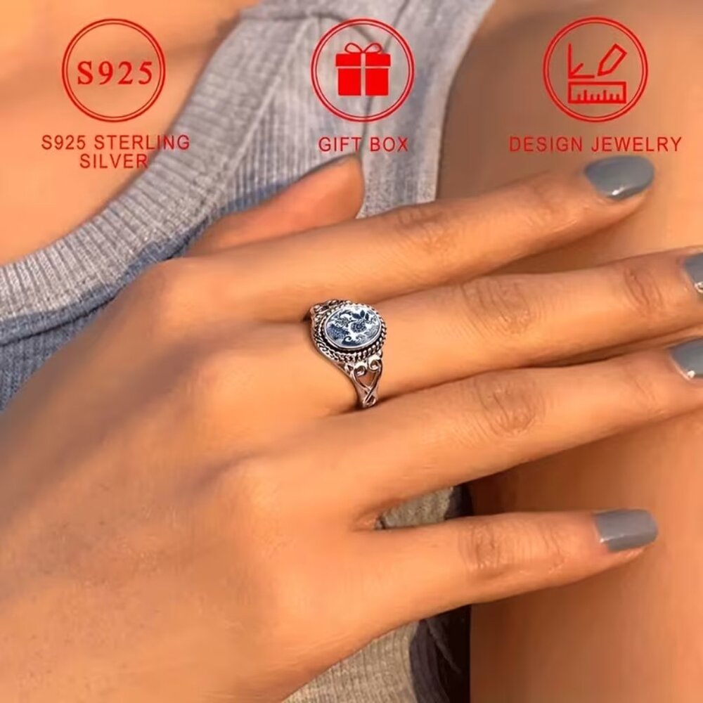 Blue Floral Ring - New - Size 8 - Picture 2 of 3